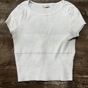 LA Hearts by PacSun White Ribbed Short Sleeve Shirt Size Medium